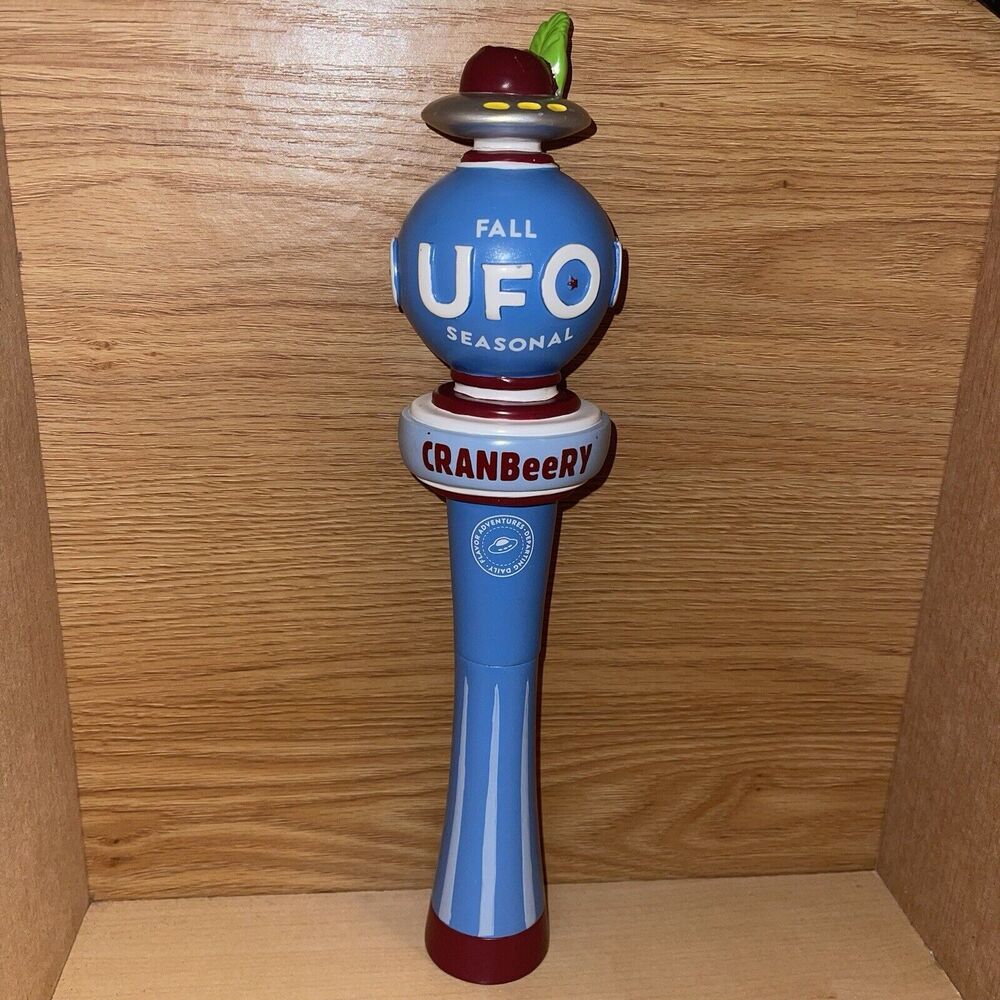 UFO Fall Seasonal Cranberry Wooden Two Stage Flying UFO Beer Tap Handle 12"